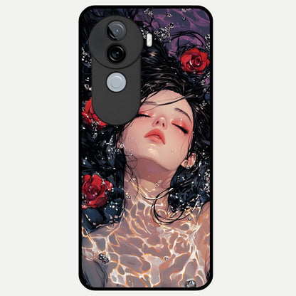  Crimson Rose Serenity Glass Case for iQOO Z9s back cover – full design glossy printed glass finish