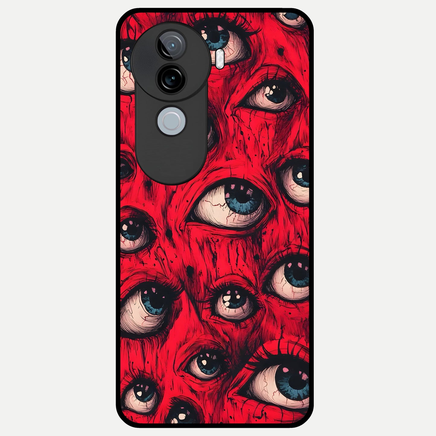  Crimson Watch Eyes Glass Case for iQOO Z9s back cover – full design glossy printed glass finish