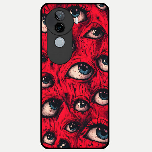  Crimson Watch Eyes Glass Case for iQOO Z9s back cover – full design glossy printed glass finish