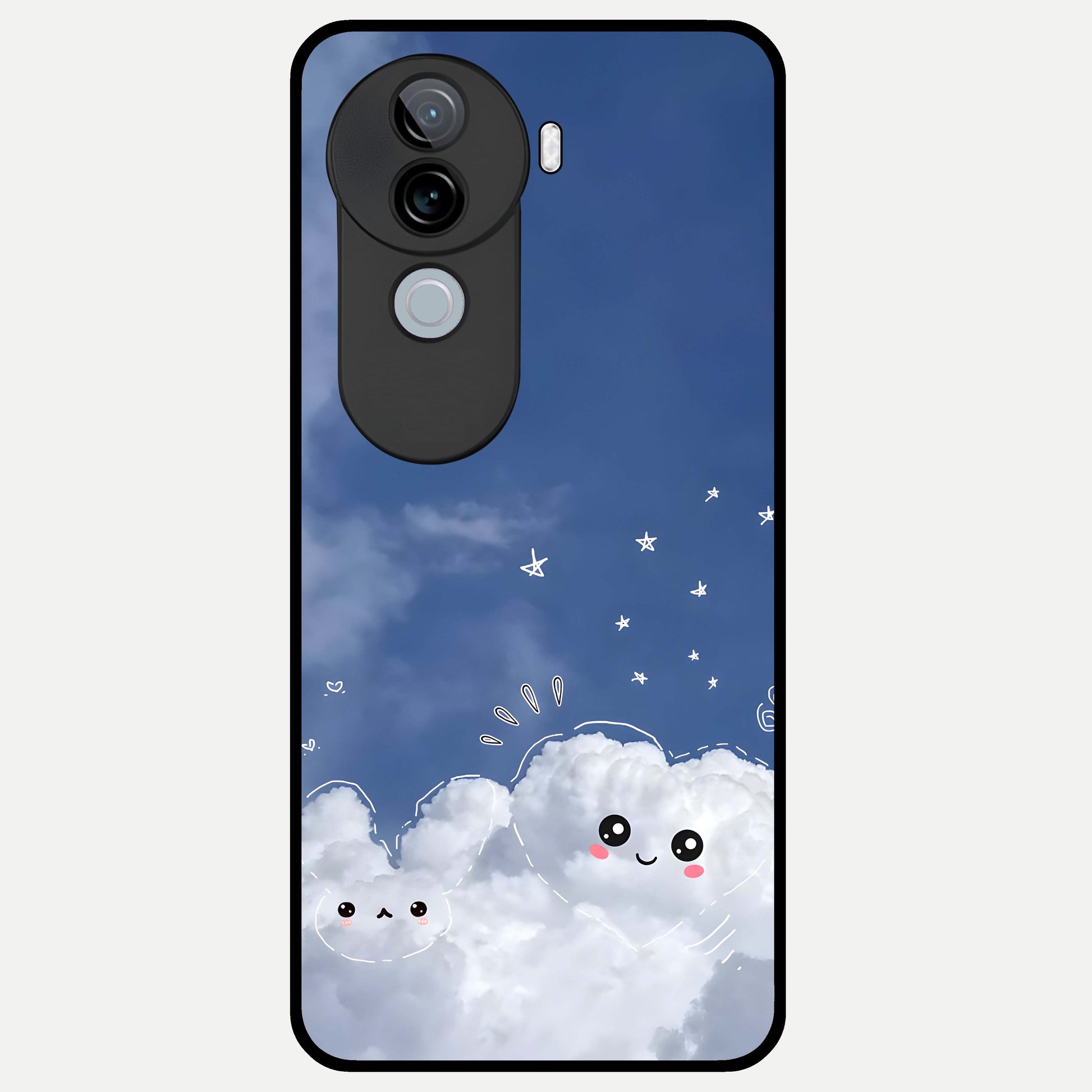  Cute Blossom Cloud Glass Case for iQOO Z9s back cover – full design glossy printed glass finish
