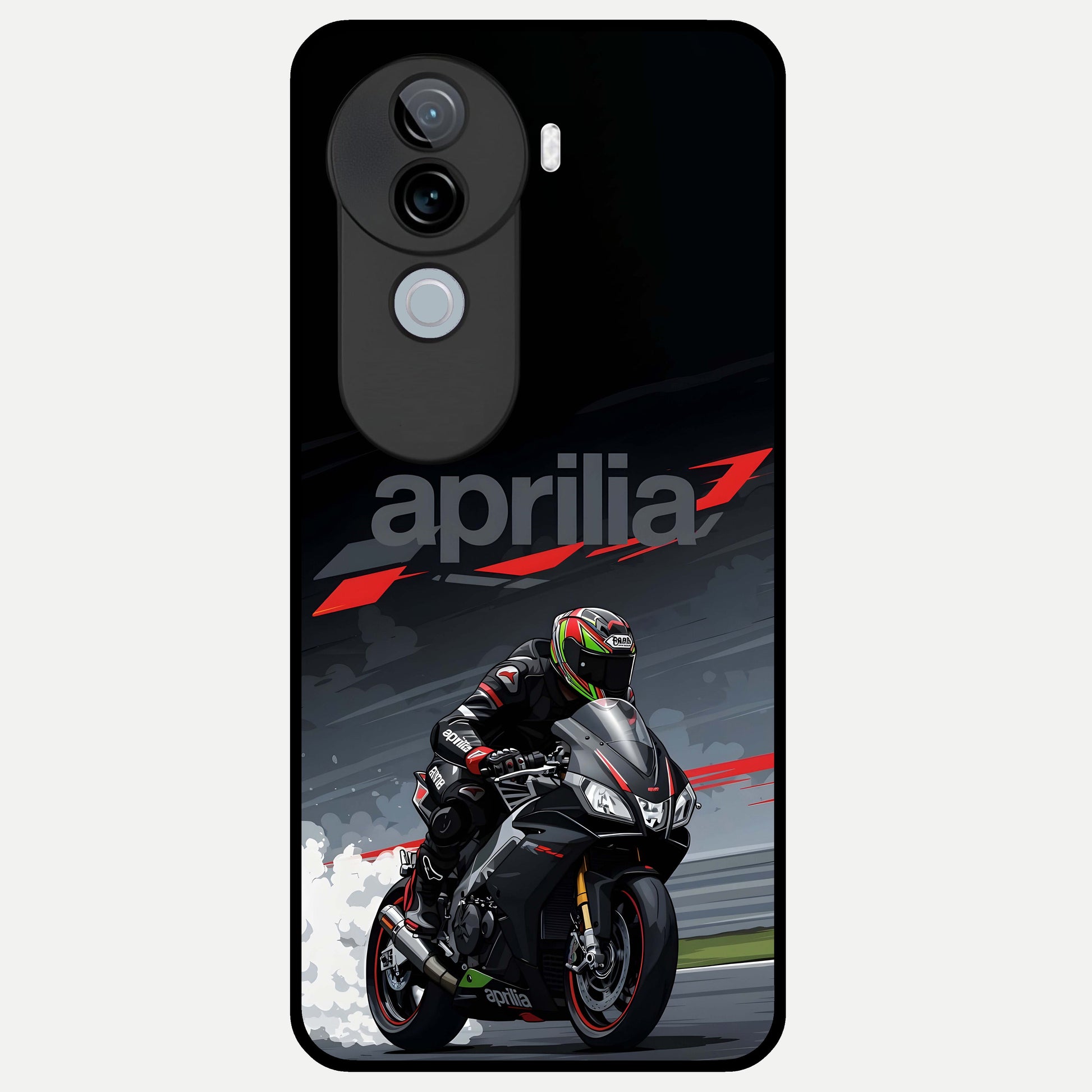  Dark Aprilla Glass Case for iQOO Z9s back cover – full design glossy printed glass finish