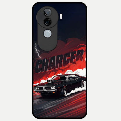  Dark Charger Fury Glass Case for iQOO Z9s back cover – full design glossy printed glass finish