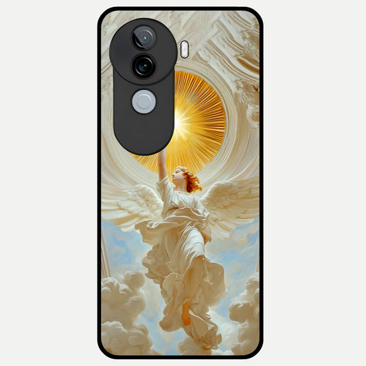  Divine Light Angel Glass Case for iQOO Z9s back cover – full design glossy printed glass finish