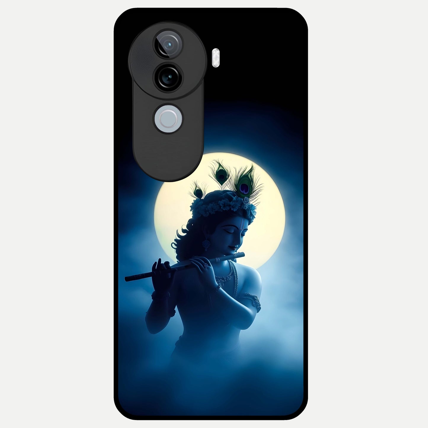 Divine Moon Flute Glass Case for iQOO Z9s back cover – full design glossy printed glass finish