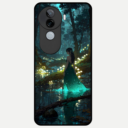  Enchanted Forest Glow Glass Case for iQOO Z9s back cover – full design glossy printed glass finish