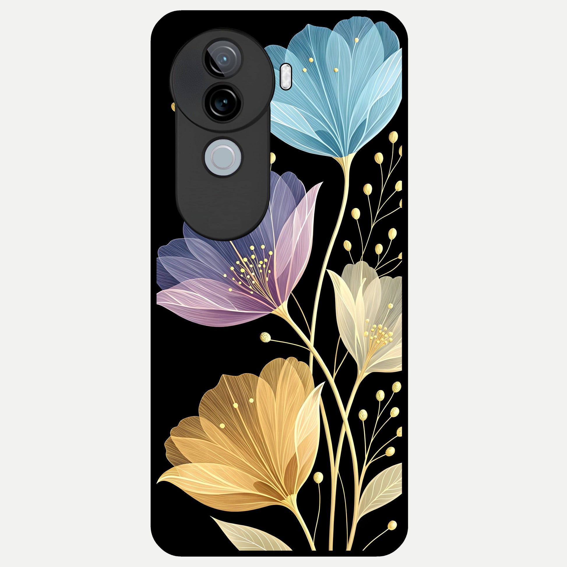  Flower Bloom Glow Glass Case for iQOO Z9s back cover – full design glossy printed glass finish