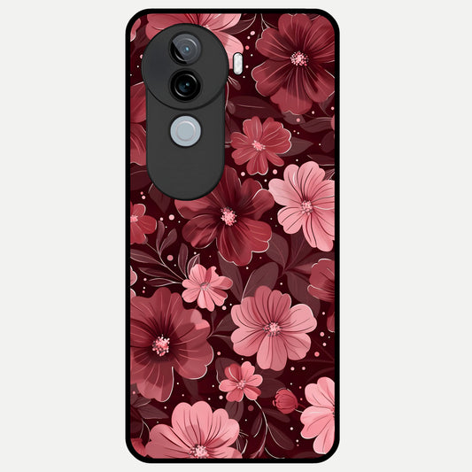  Flower Blush Bloom Glass Case for iQOO Z9s back cover – full design glossy printed glass finish