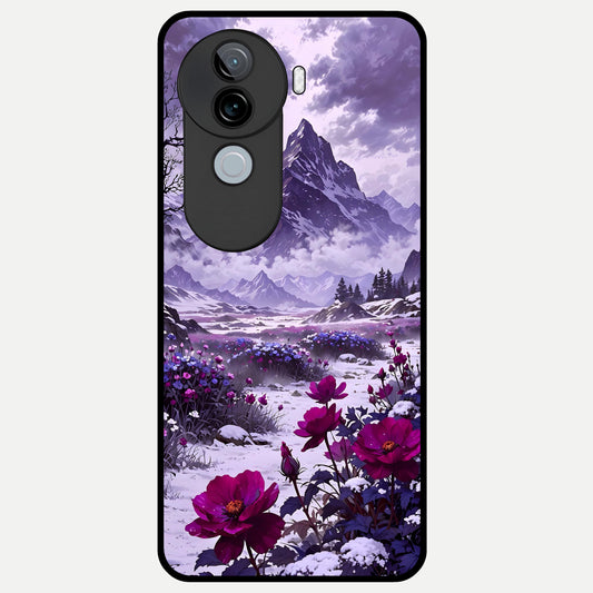  Flower Mountain View Glass Case for iQOO Z9s back cover – full design glossy printed glass finish