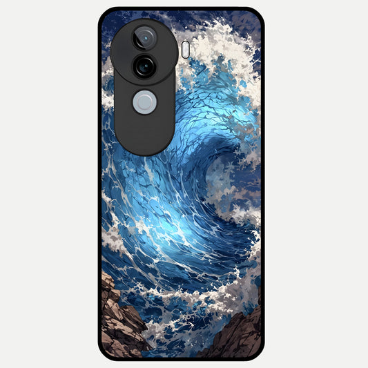  Giant Ocean Wave Glass Case for iQOO Z9s back cover – full design glossy printed glass finish