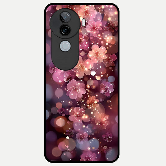  Glowing Petal Bliss Glass Case for iQOO Z9s back cover – full design glossy printed glass finish