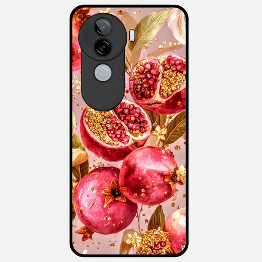  Golden Bloom Glow Glass Case for iQOO Z9s back cover – full design glossy printed glass finish