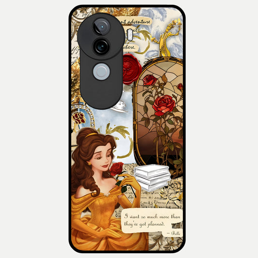  Golden Dream Belle Glass Case for iQOO Z9s back cover – full design glossy printed glass finish