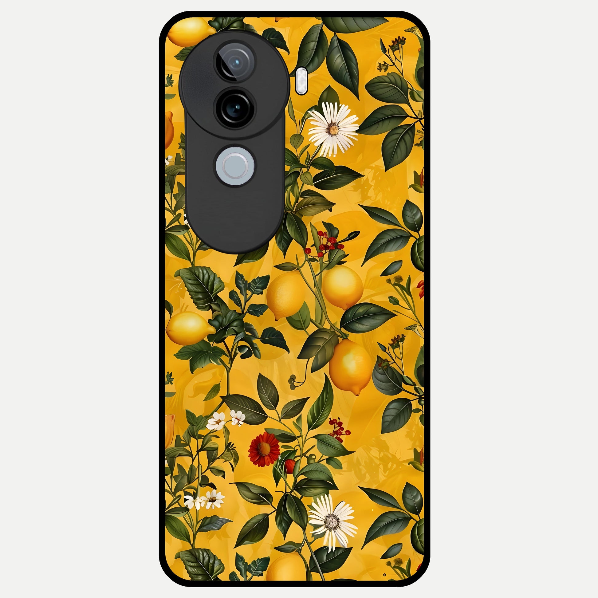  Golden Lemon Field Glass Case for iQOO Z9s back cover – full design glossy printed glass finish
