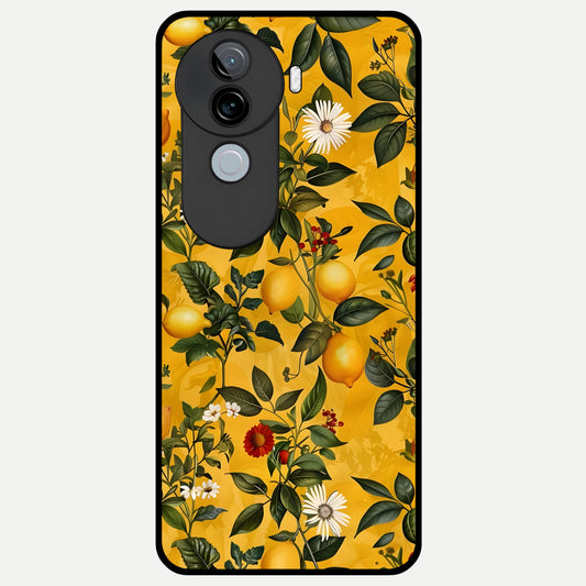  Golden Lemon Field Glass Case for iQOO Z9s back cover – full design glossy printed glass finish