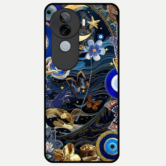  Golden Moon Magic Glass Case for iQOO Z9s back cover – full design glossy printed glass finish
