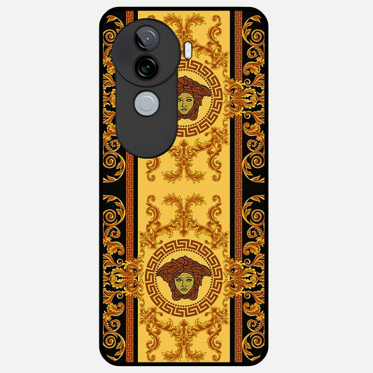  Golden Royal Heritage Glass Case for iQOO Z9s back cover – full design glossy printed glass finish