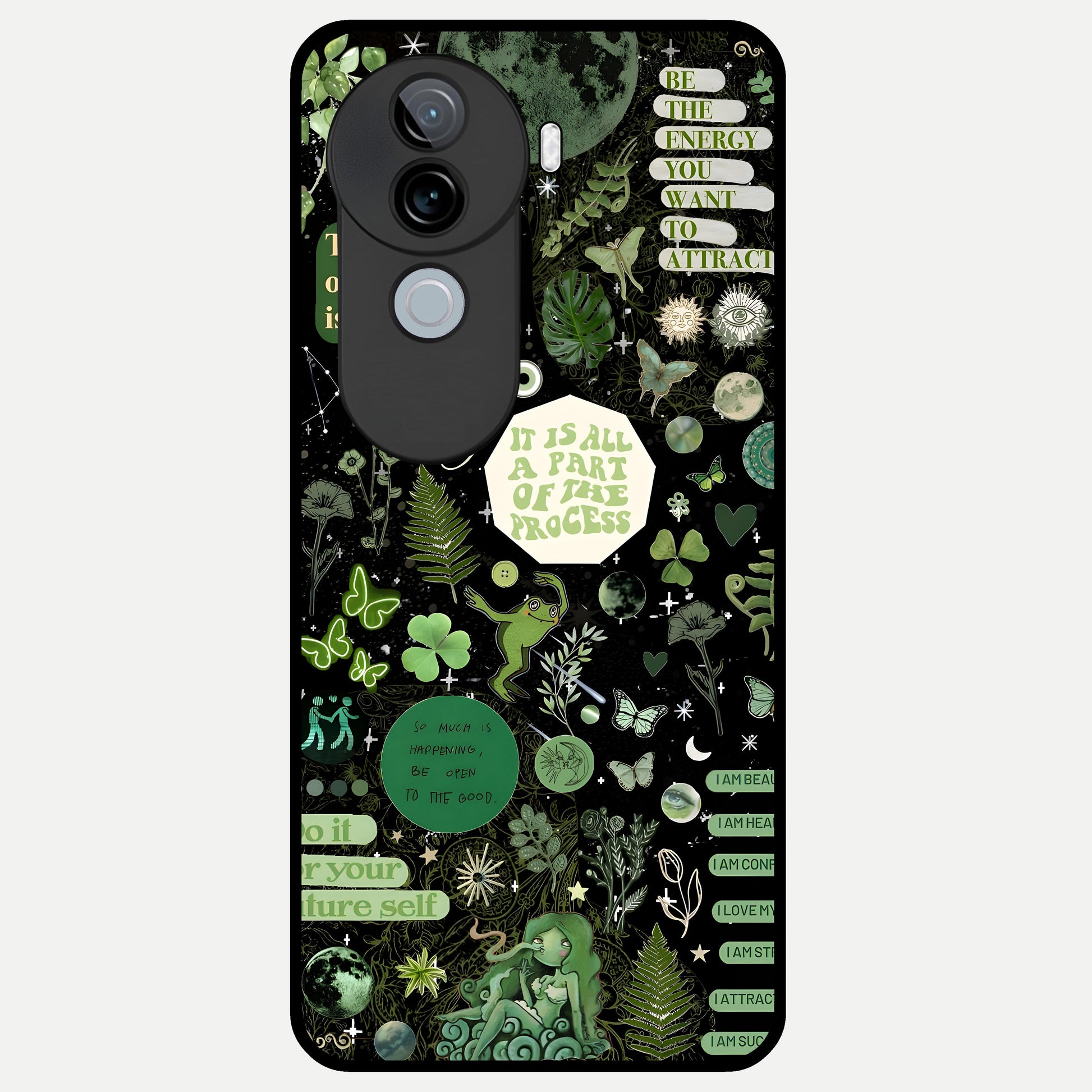  Green Mandala Pattern Glass Case for iQOO Z9s back cover – full design glossy printed glass finish