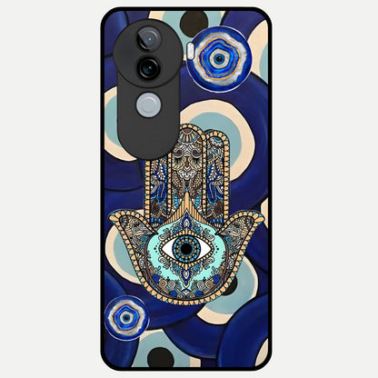  Hamsa Divine Guard Glass Case for iQOO Z9s back cover – full design glossy printed glass finish