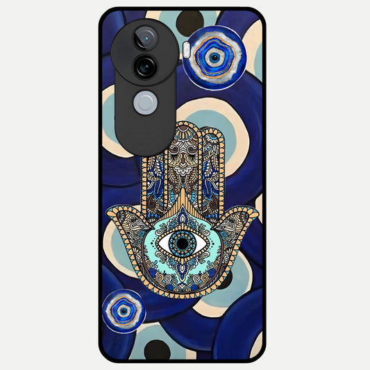  Hamsa Divine Guard Glass Case for iQOO Z9s back cover – full design glossy printed glass finish