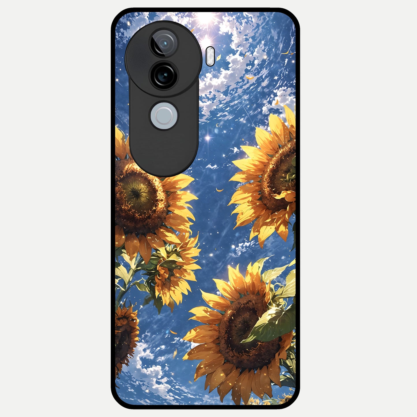  Heavenly Sunflower Rise Glass Case for iQOO Z9s back cover – full design glossy printed glass finish