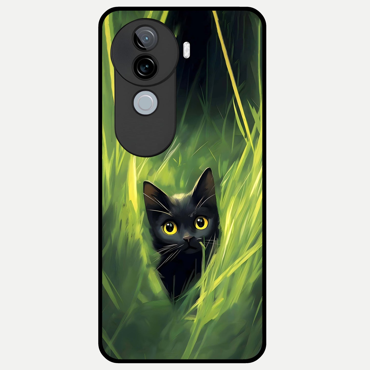  Hidden Cat Whisper Glass Case for iQOO Z9s back cover – full design glossy printed glass finish