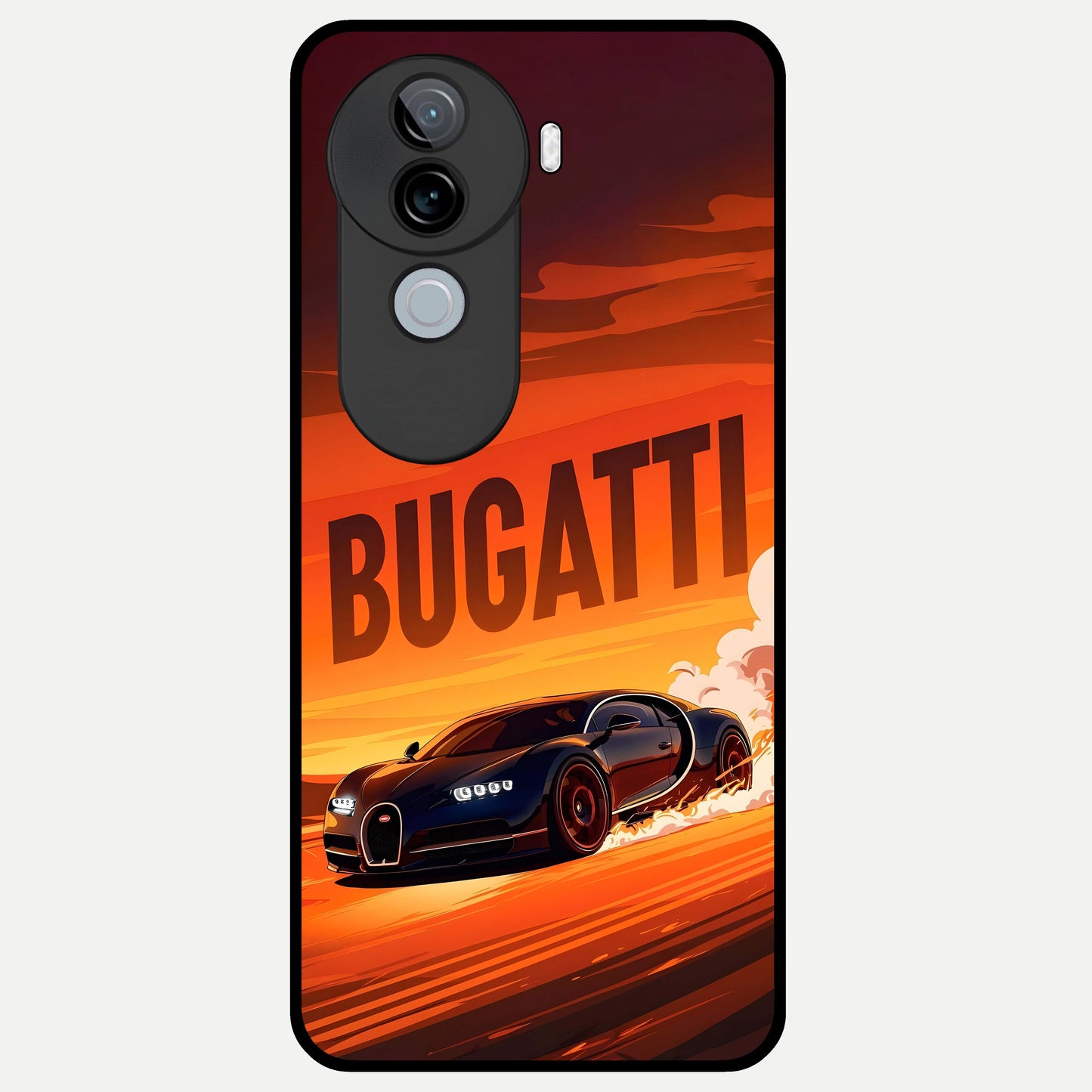  Inferno Bugatti Storm Glass Case for iQOO Z9s back cover – full design glossy printed glass finish