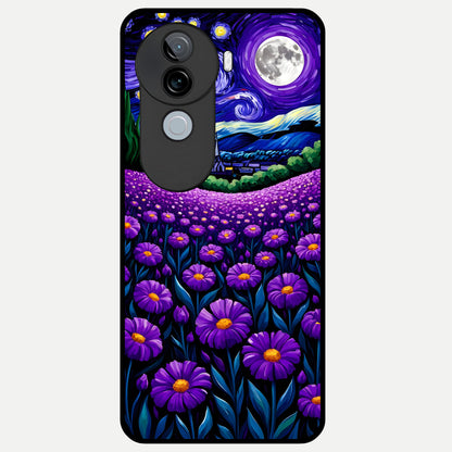  Lavender Moon Field Glass Case for iQOO Z9s back cover – full design glossy printed glass finish