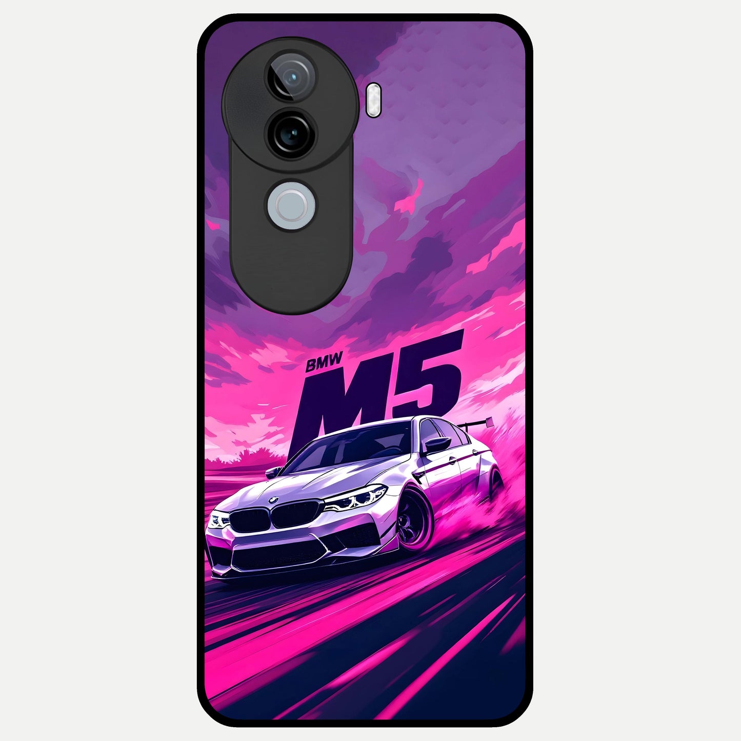  MS Neon Car Glass Case for iQOO Z9s back cover – full design glossy printed glass finish