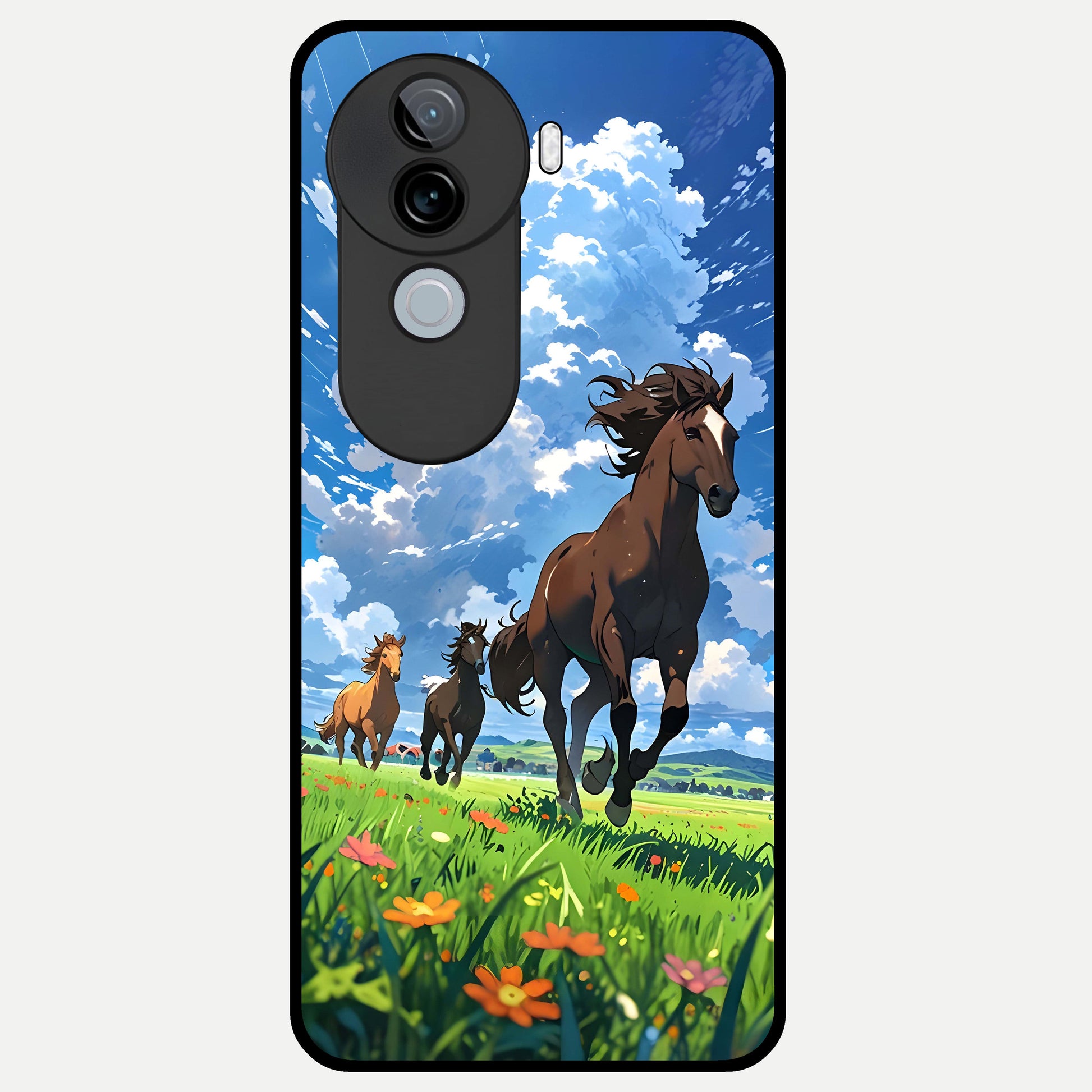  Majestic Horses Galloping Glass Case for iQOO Z9s back cover – full design glossy printed glass finish