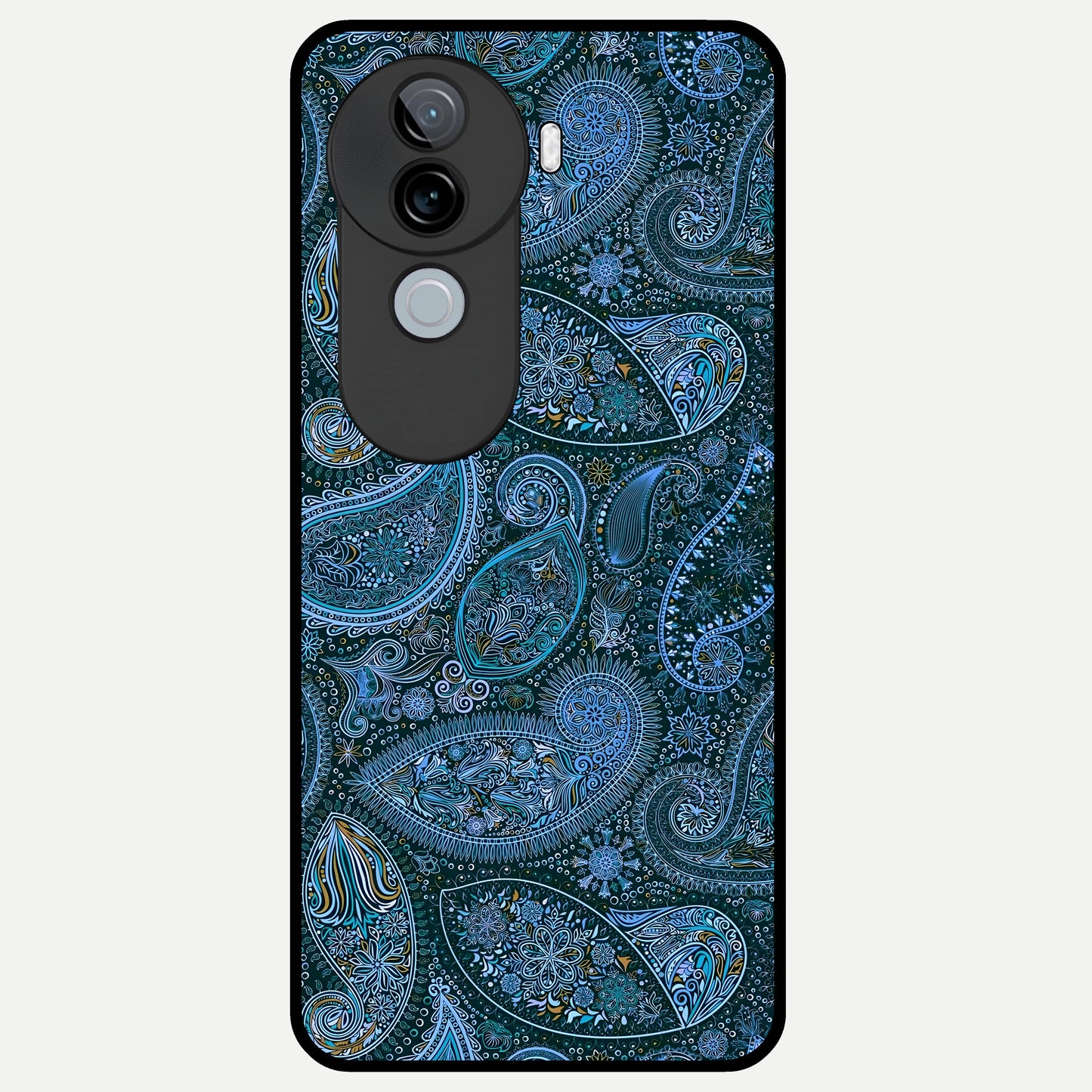  Midnight Paisley Glow Glass Case for iQOO Z9s back cover – full design glossy printed glass finish