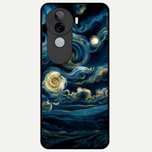  Midnight Sky Whirl Glass Case for iQOO Z9s back cover – full design glossy printed glass finish