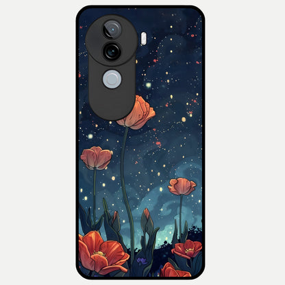  Midnight Tulip Glow Glass Case for iQOO Z9s back cover – full design glossy printed glass finish