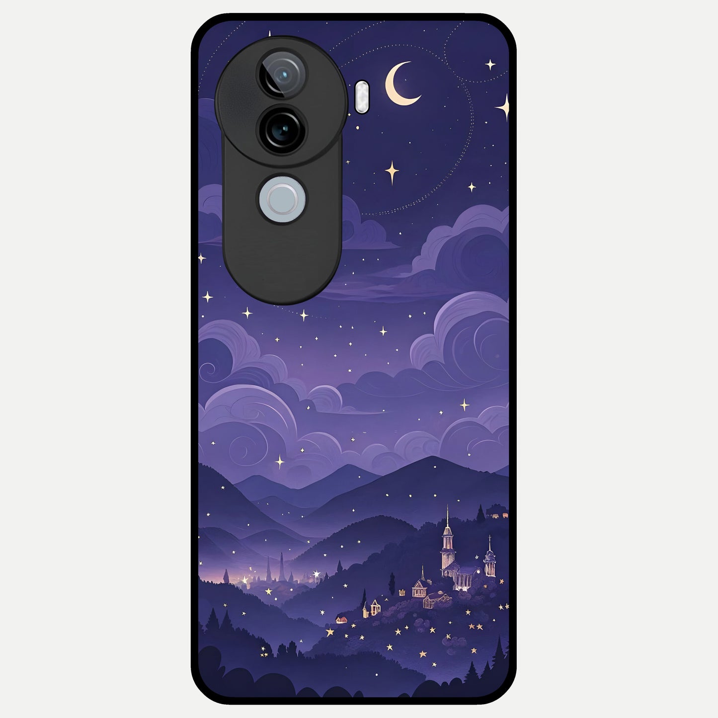  Minimal Night View Glass Case for iQOO Z9s back cover – full design glossy printed glass finish