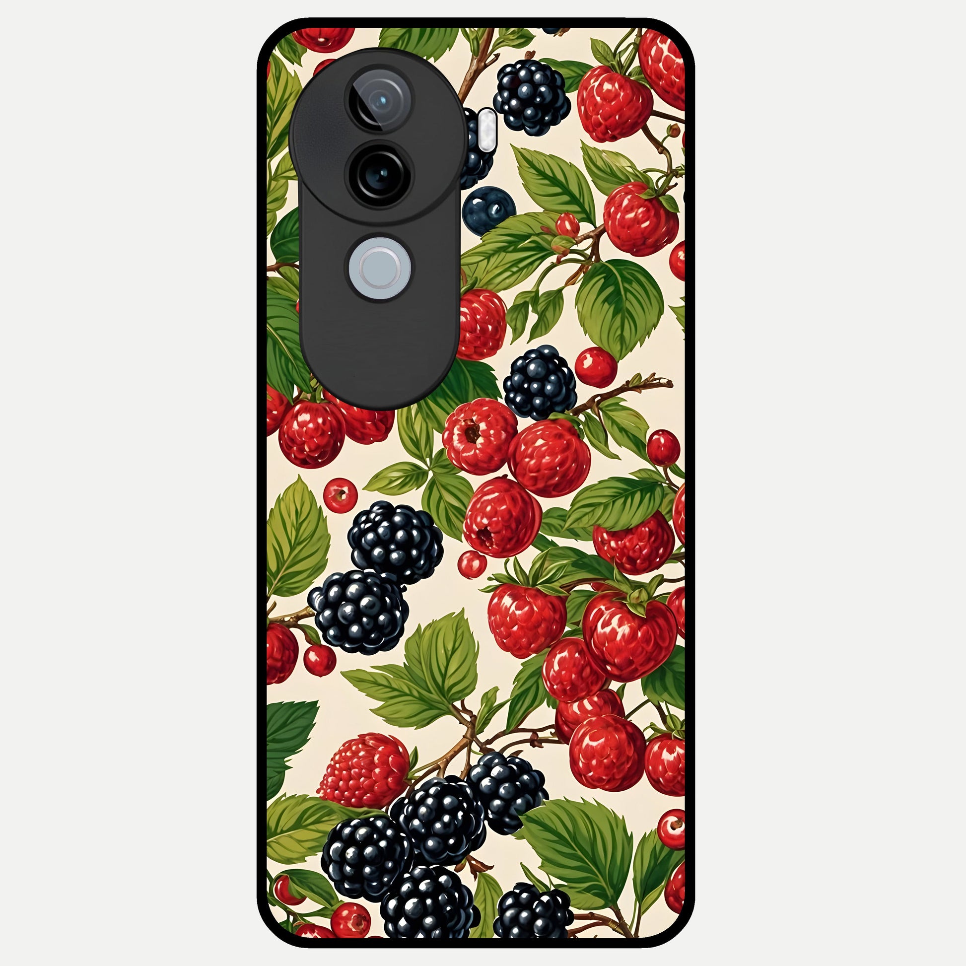  Mixed Berry Collage Glass Case for iQOO Z9s back cover – full design glossy printed glass finish