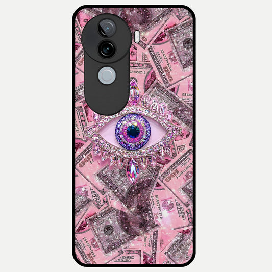  Money Eye Luxe Glass Case for iQOO Z9s back cover – full design glossy printed glass finish