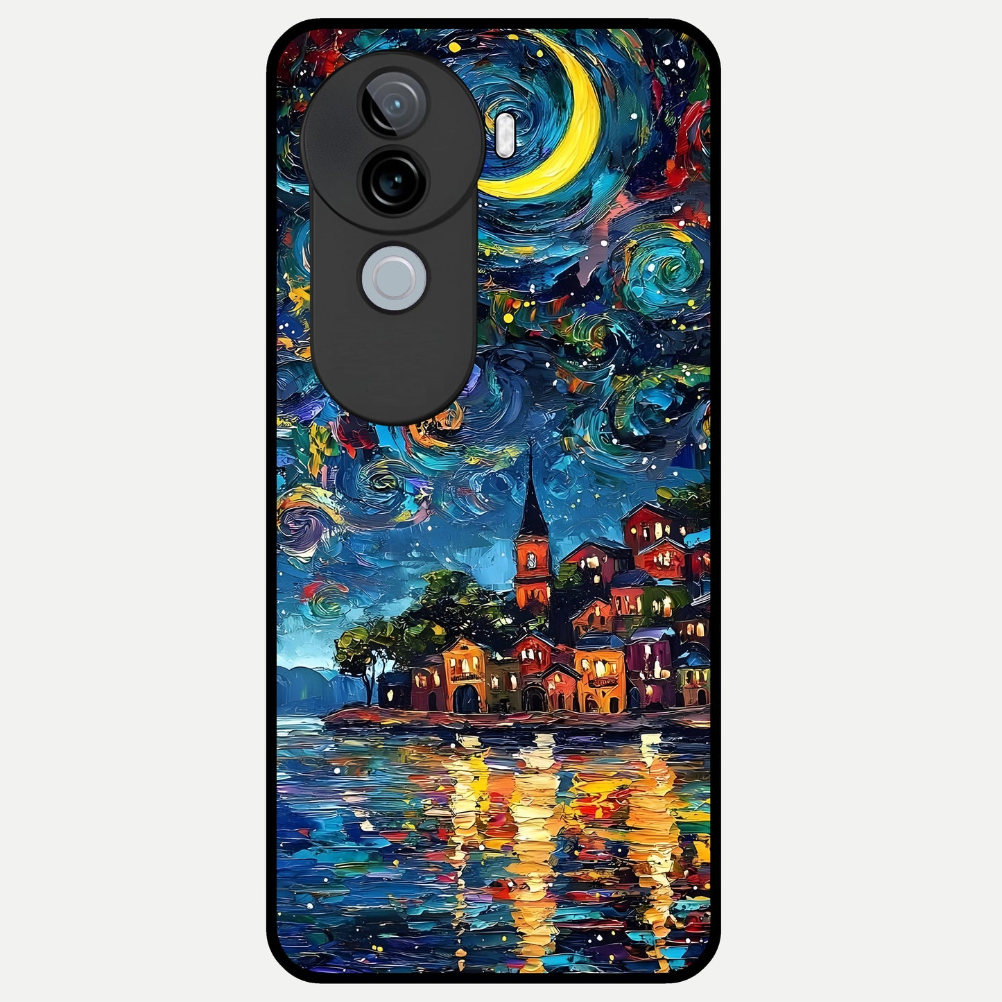  Moonlight Harbor Glow Glass Case for iQOO Z9s back cover – full design glossy printed glass finish