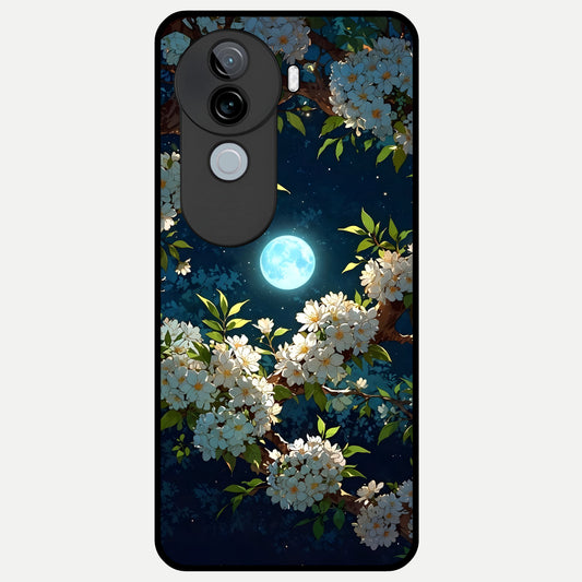  Moonlit Blossom Dream Glass Case for iQOO Z9s back cover – full design glossy printed glass finish