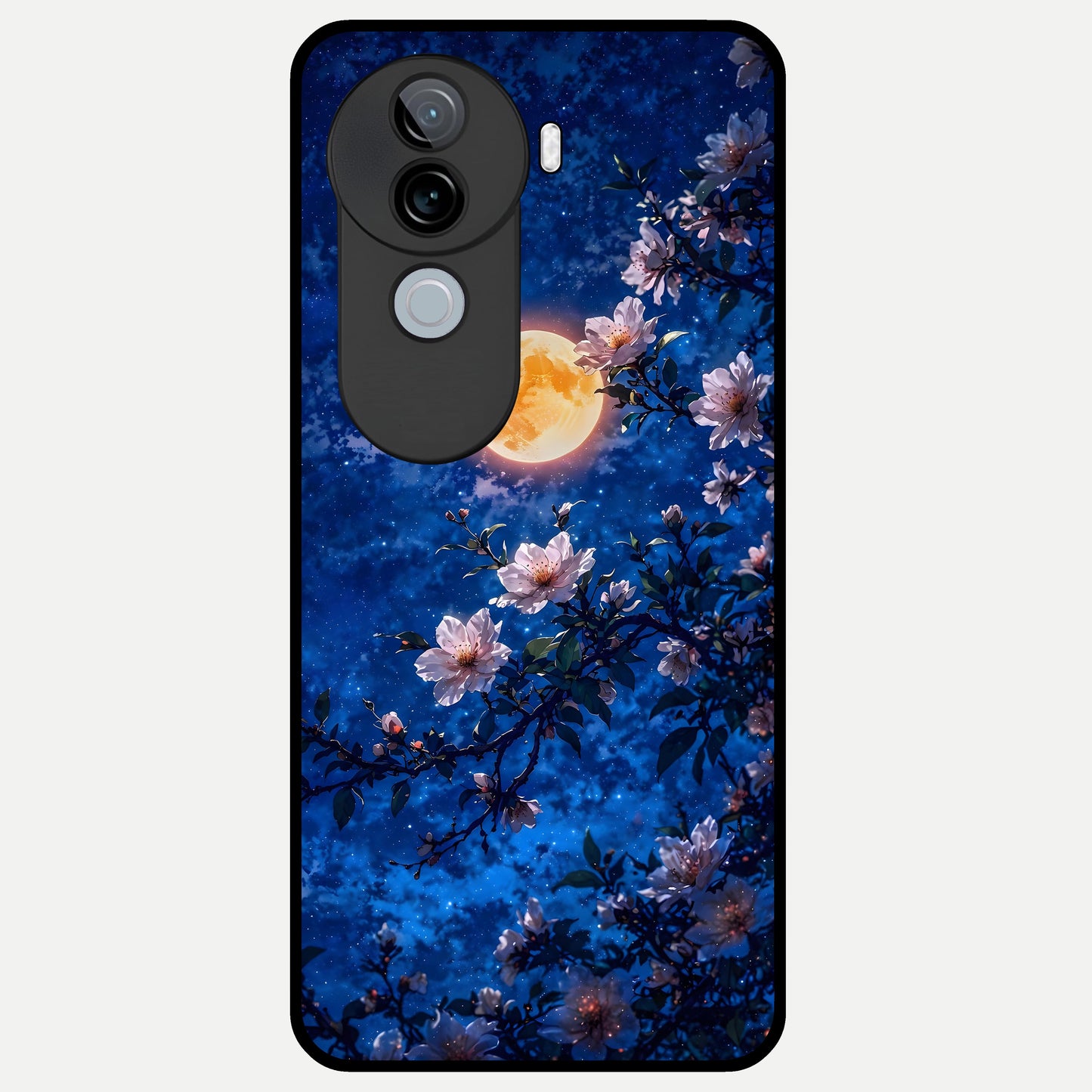  Moonlit Blossoms Night Glass Case for iQOO Z9s back cover – full design glossy printed glass finish