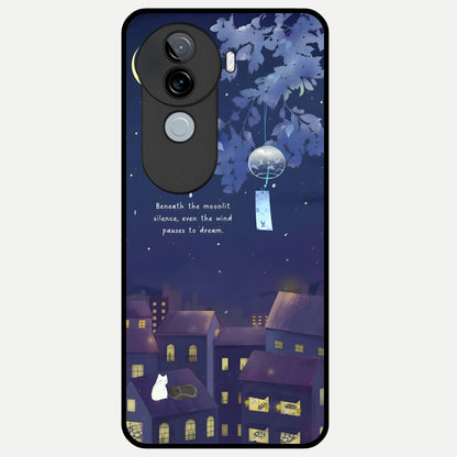  Moonlit Cat Silence Glass Case for iQOO Z9s back cover – full design glossy printed glass finish