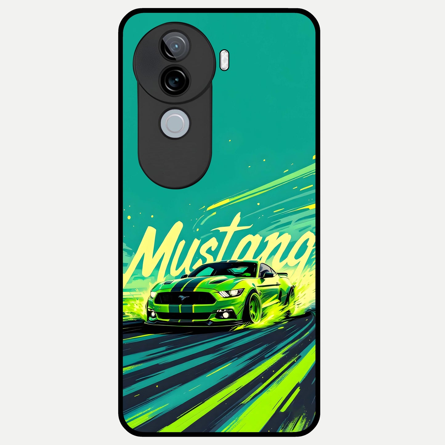  Mustang Bang Glass Case for iQOO Z9s back cover – full design glossy printed glass finish