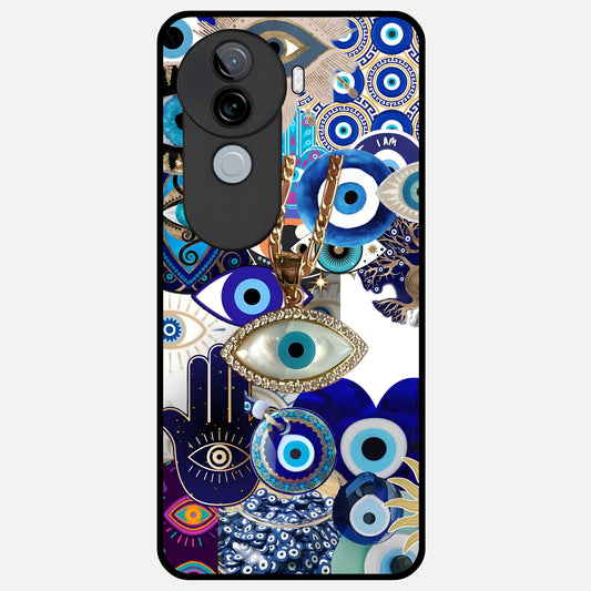  Mystic Charm Eye Glass Case for iQOO Z9s back cover – full design glossy printed glass finish