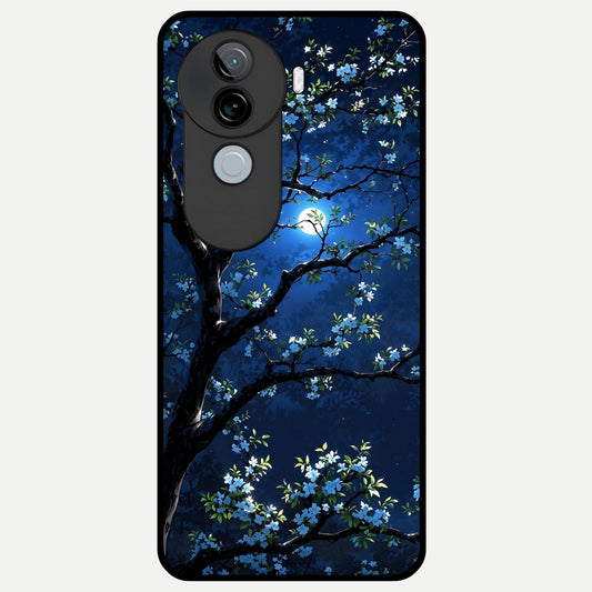  Mystic Floral Night Glass Case for iQOO Z9s back cover – full design glossy printed glass finish