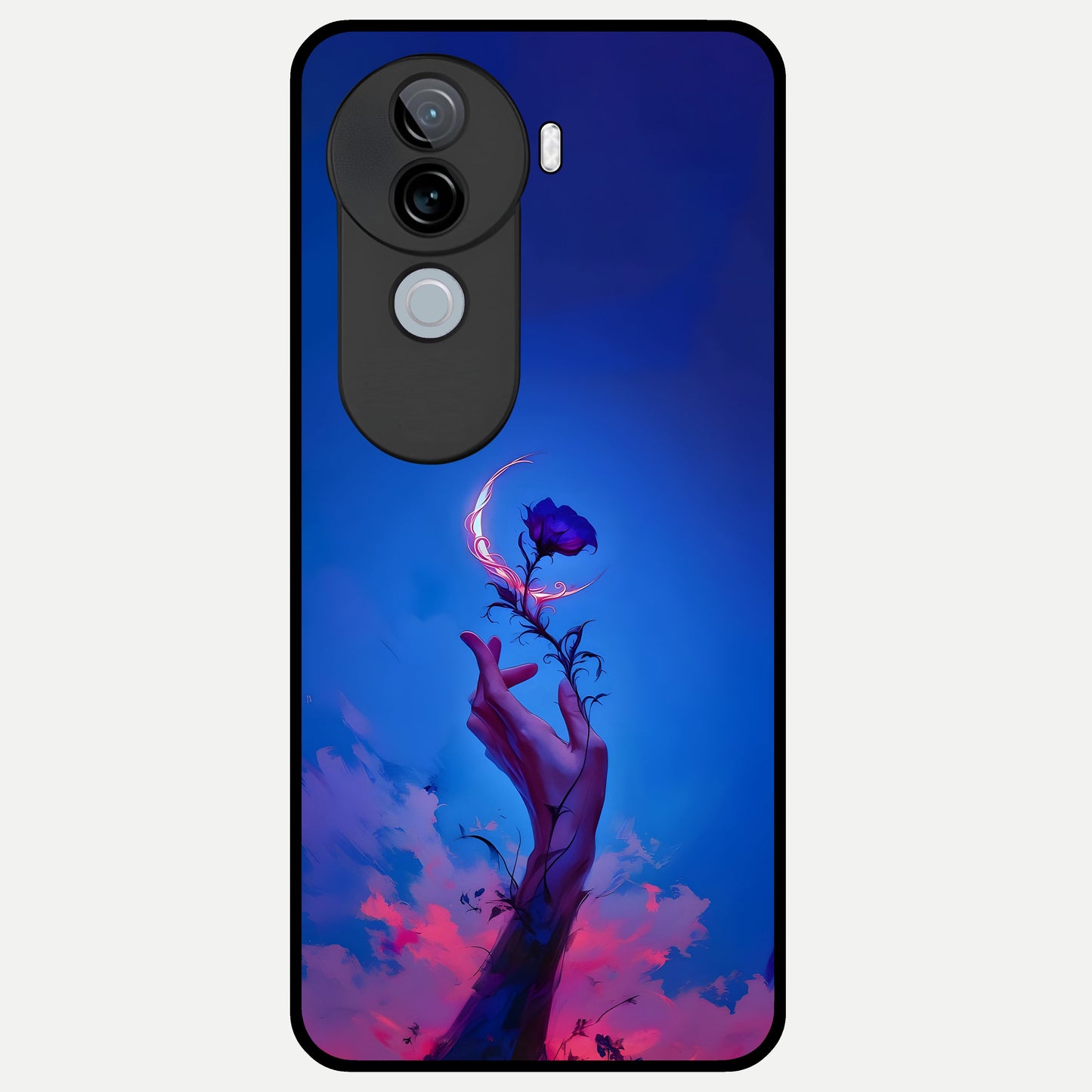  Mystic Hand Glass Case for iQOO Z9s back cover – full design glossy printed glass finish