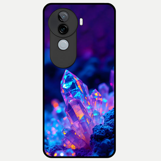  Neon Aura Shards Glass Case for iQOO Z9s back cover – full design glossy printed glass finish