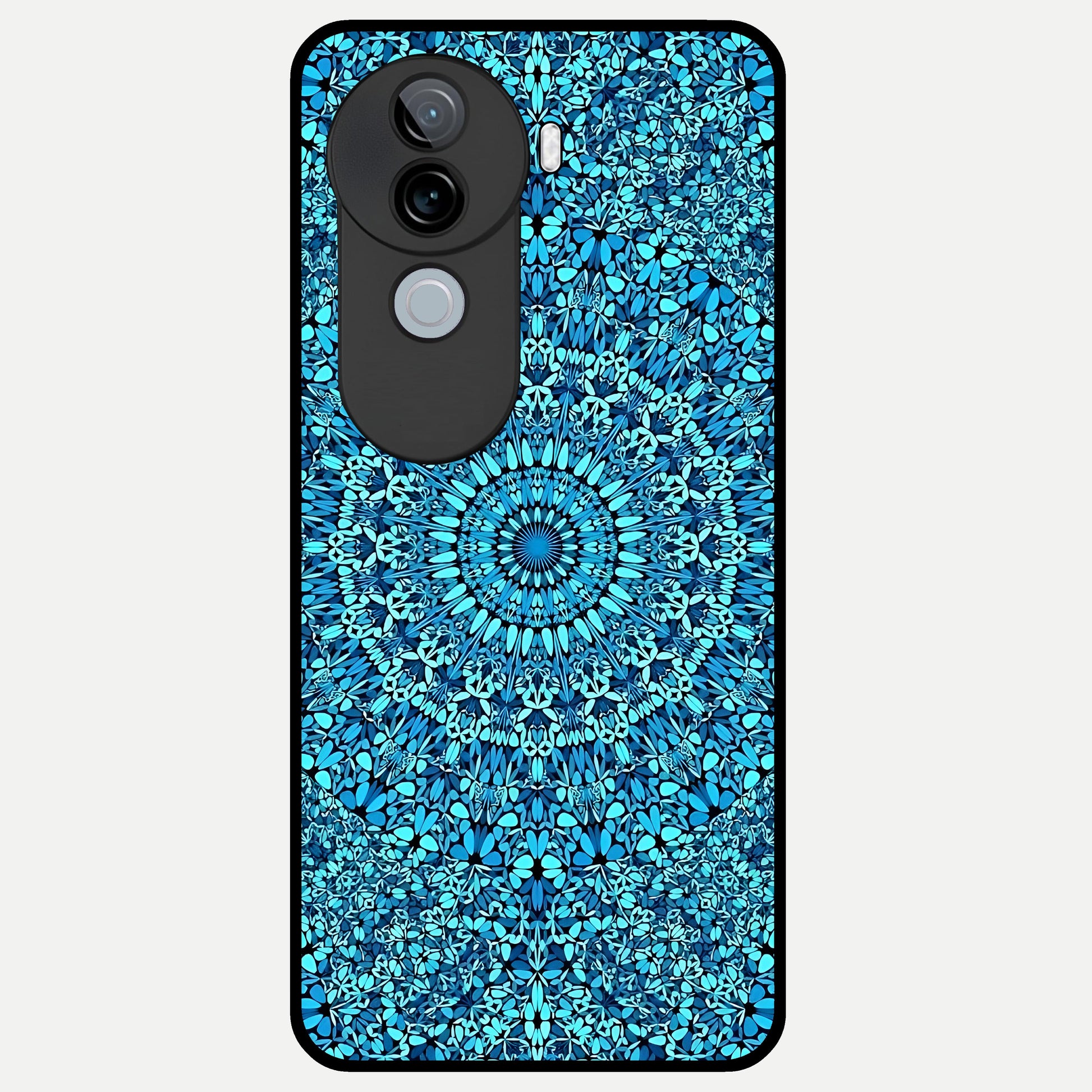  Ocean Bloom Mandala Glass Case for iQOO Z9s back cover – full design glossy printed glass finish