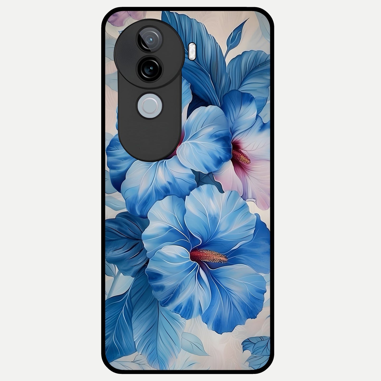  Ocean Hibiscus Grace Glass Case for iQOO Z9s back cover – full design glossy printed glass finish