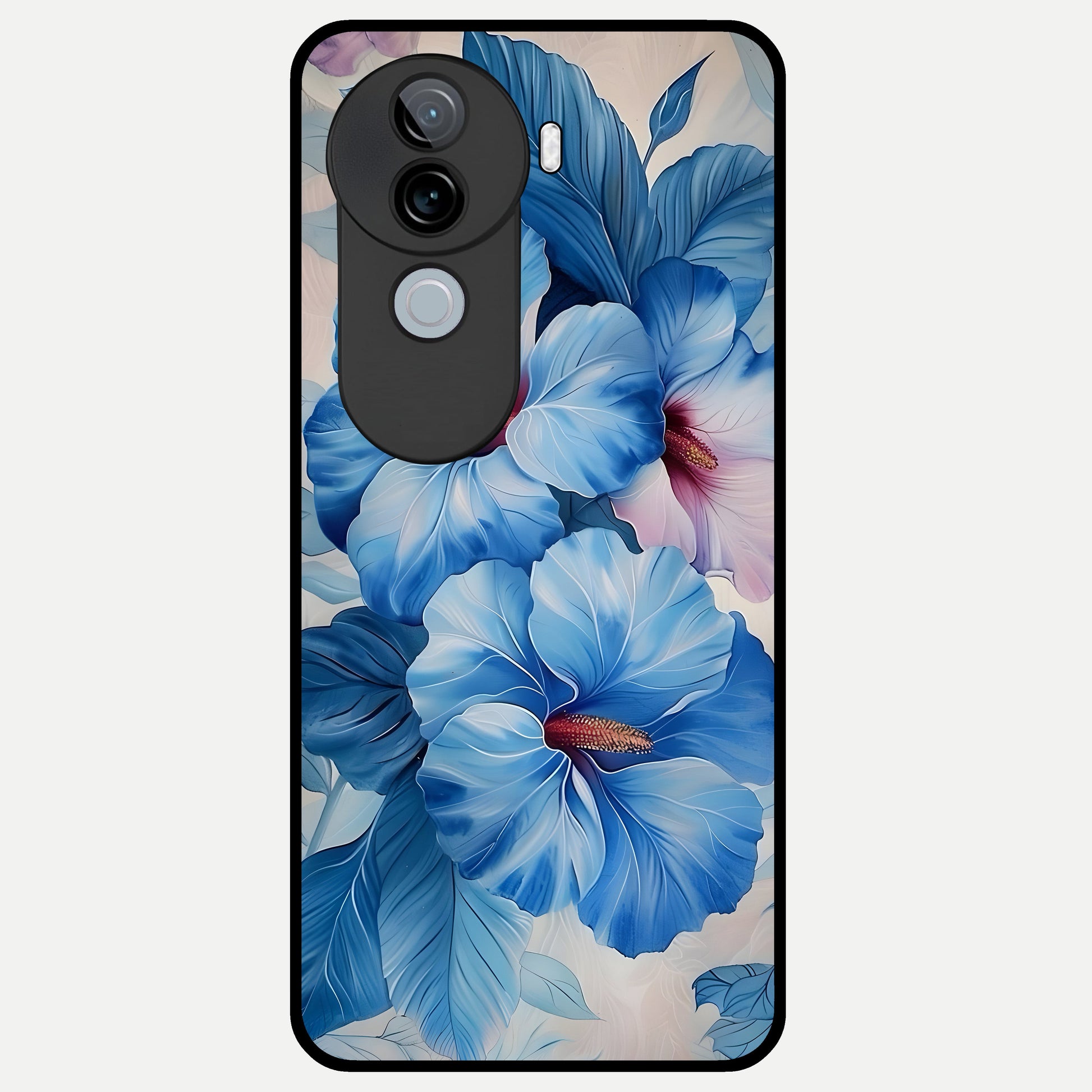  Ocean Hibiscus Grace Glass Case for iQOO Z9s back cover – full design glossy printed glass finish