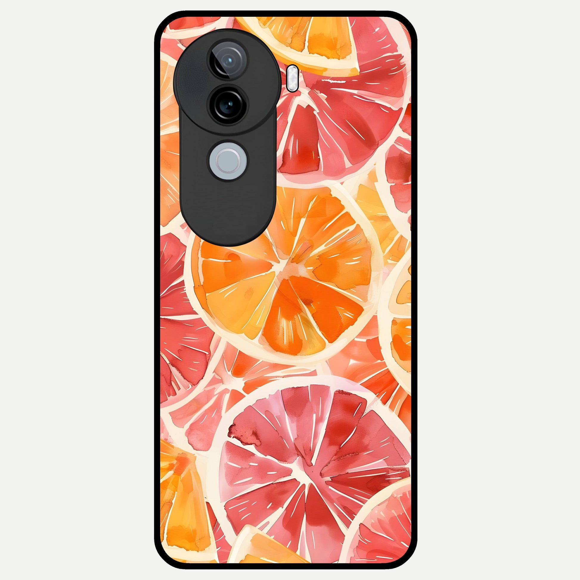  Orange Fruits Pattern Glass Case for iQOO Z9s back cover – full design glossy printed glass finish