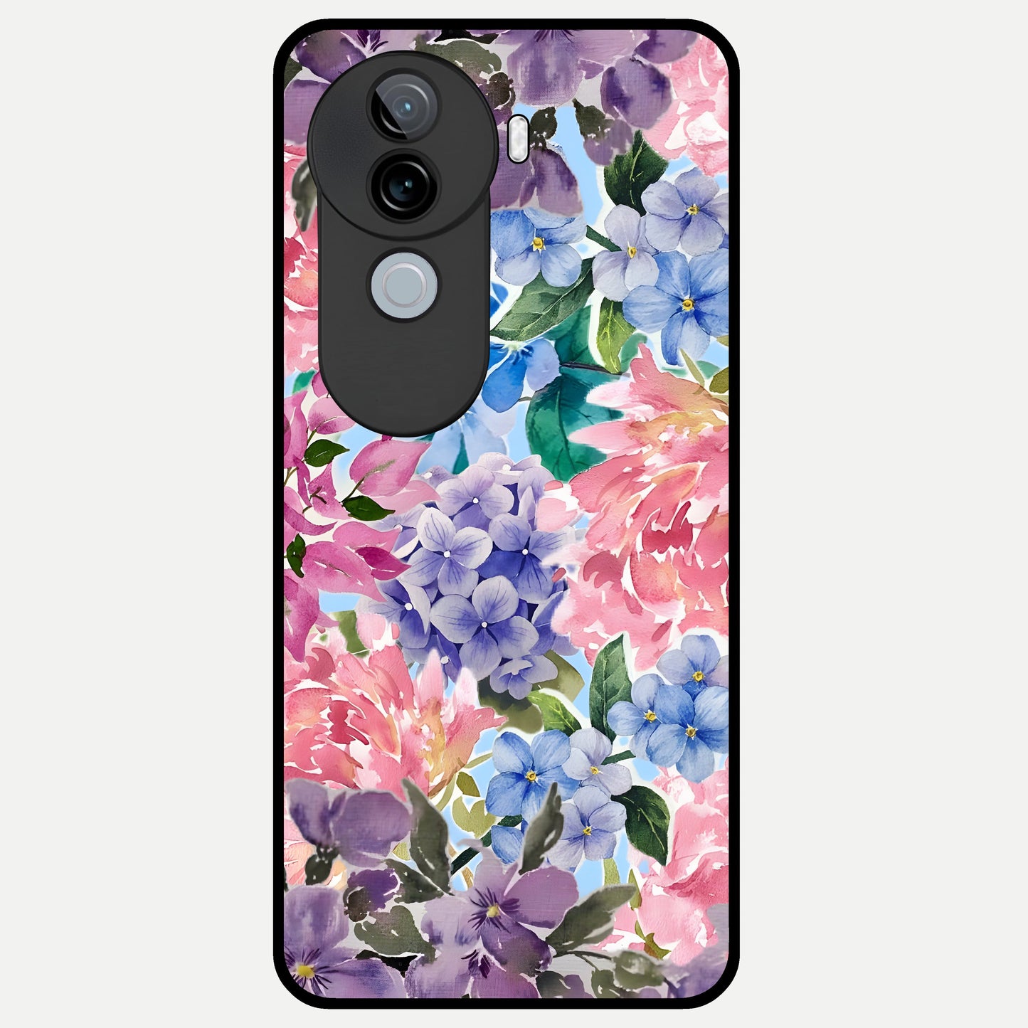  Pastel Floral Mix Glass Case for iQOO Z9s back cover – full design glossy printed glass finish