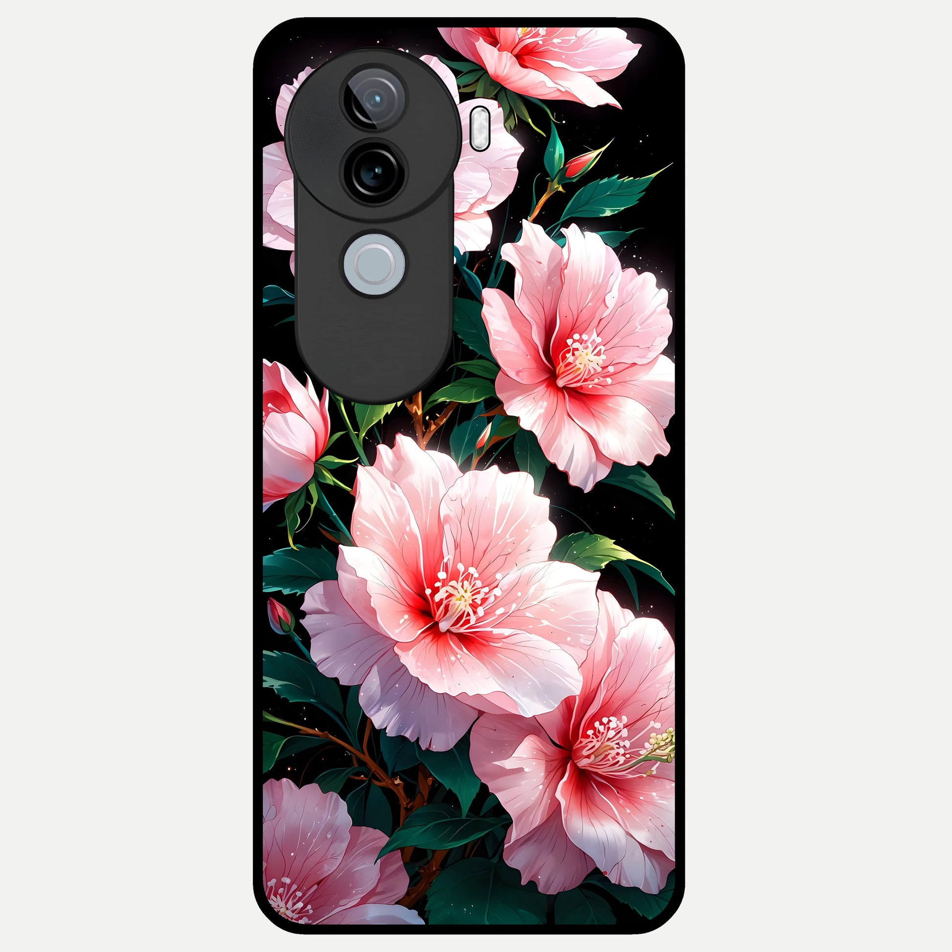  Peach Flower Glass Case for iQOO Z9s back cover – full design glossy printed glass finish